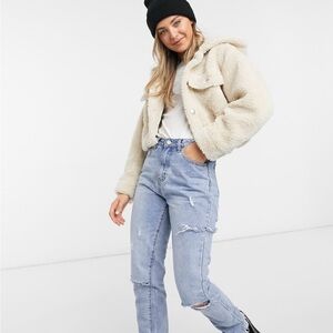 Pull & Bear Cropped Sherpa Hooded Jacket